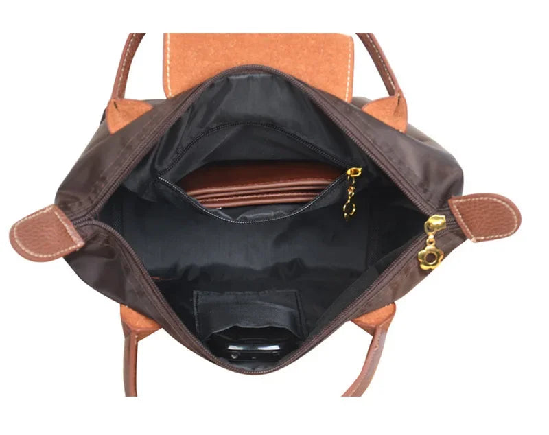 Bolsa de compras esportiva de nylon, bolsa de ombro único, à prova d'água, armazenamento versátil, fecho com zíper, bolso para celular