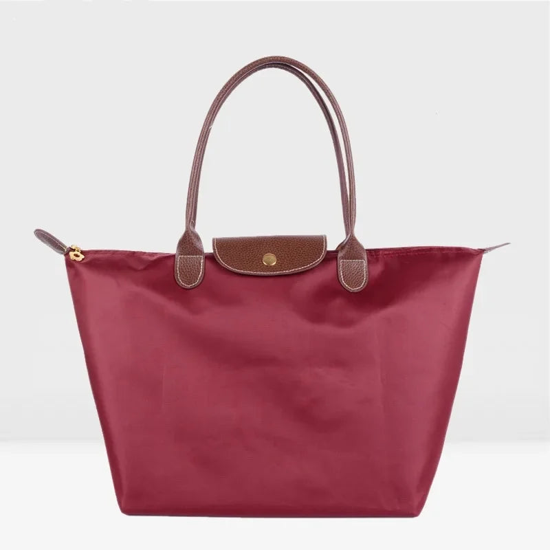 Bolsa de compras esportiva de nylon, bolsa de ombro único, à prova d'água, armazenamento versátil, fecho com zíper, bolso para celular