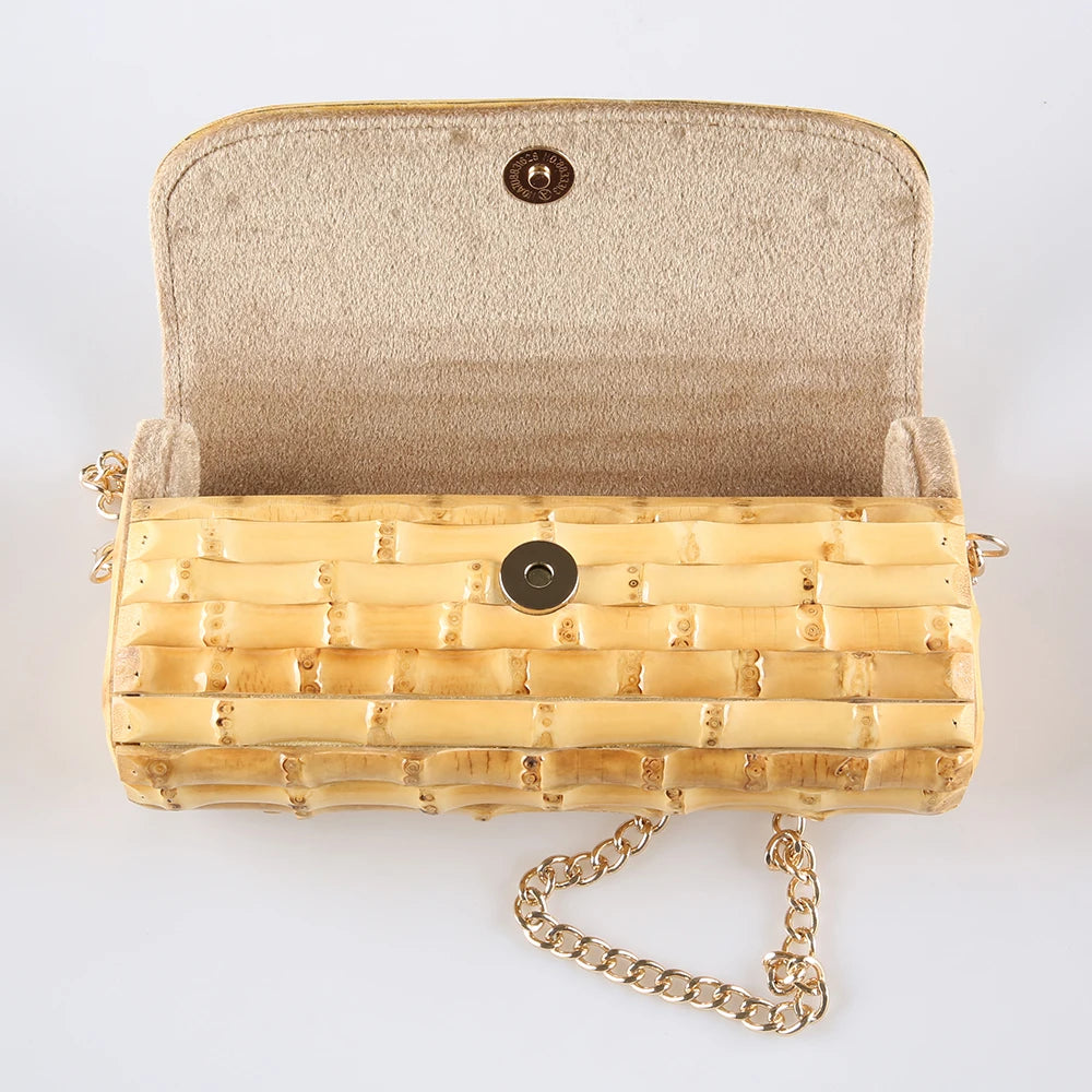 Nilerun marca longa corrente ajustável exclusivo artesanal de madeira natural rattan palha bambu raiz cruz corpo ombro saco do mensageiro