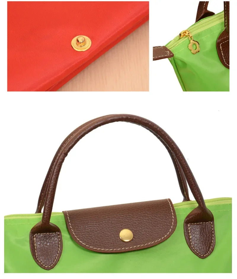 Bolsa de compras esportiva de nylon, bolsa de ombro único, à prova d'água, armazenamento versátil, fecho com zíper, bolso para celular