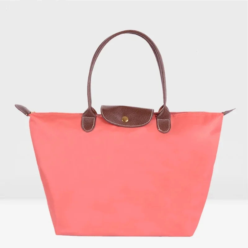 Bolsa de compras esportiva de nylon, bolsa de ombro único, à prova d'água, armazenamento versátil, fecho com zíper, bolso para celular