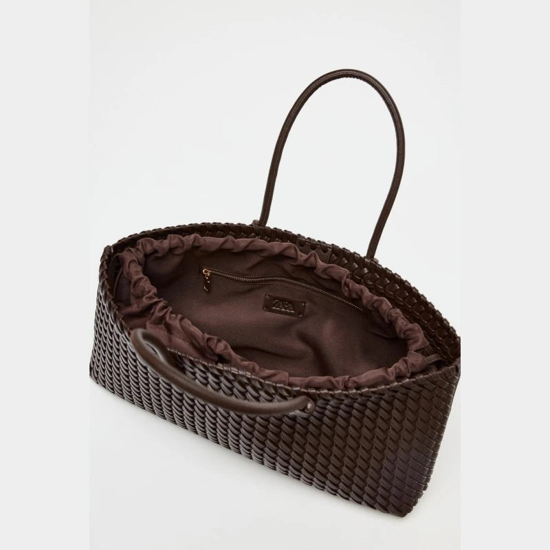 ELONGATED WOVEN SHOPPER BAG Moda alça superior sacola, bolsas de ombro femininas design de luxo para estilo diário