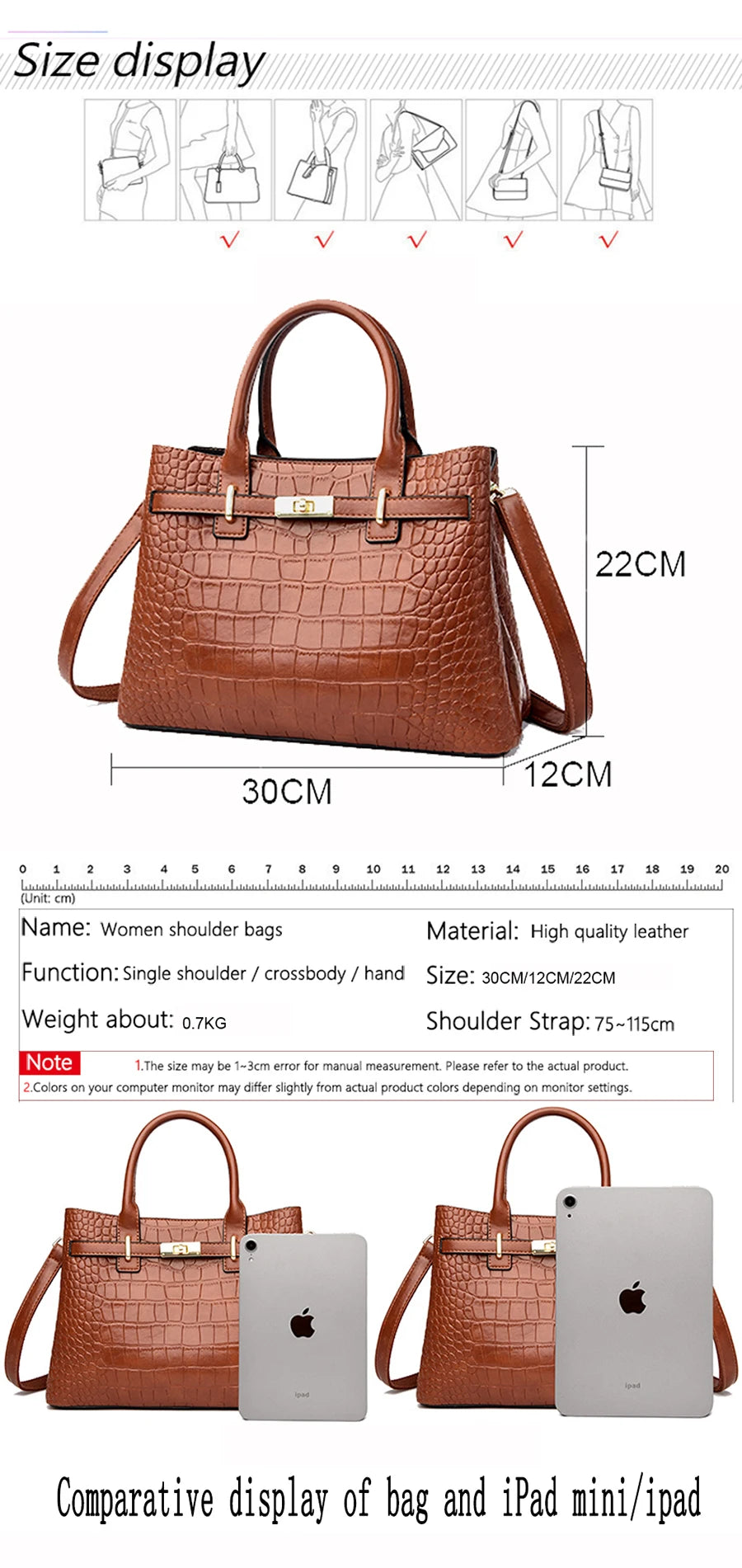Famosa marca senhoras bolsas de alta qualidade crocodilo listra três sacos principais designer crossbody bolsa ombro para as mulheres sacola