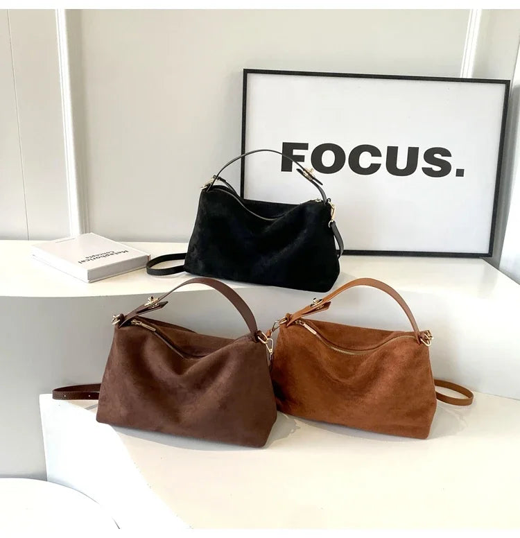 Bolsa retrô avançada para mulheres 2024 nova bolsa de ombro fosca texturizada com grande capacidade bolsa crossbody para deslocamento