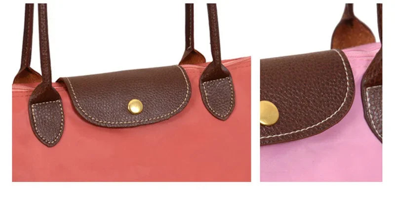 Bolsa de compras esportiva de nylon, bolsa de ombro único, à prova d'água, armazenamento versátil, fecho com zíper, bolso para celular