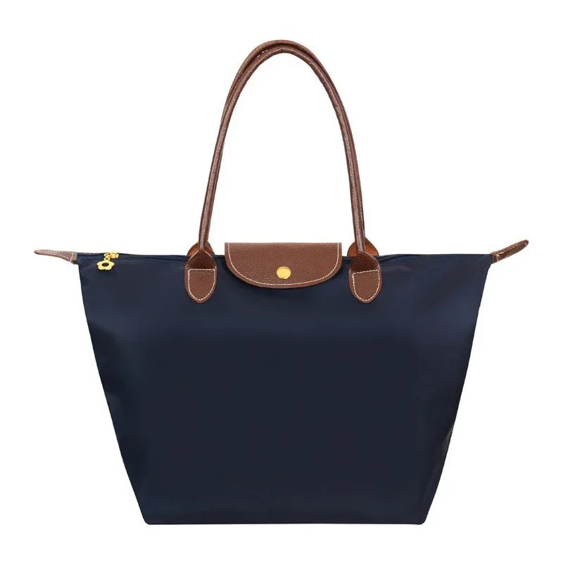 Bolsa de compras esportiva de nylon, bolsa de ombro único, à prova d'água, armazenamento versátil, fecho com zíper, bolso para celular