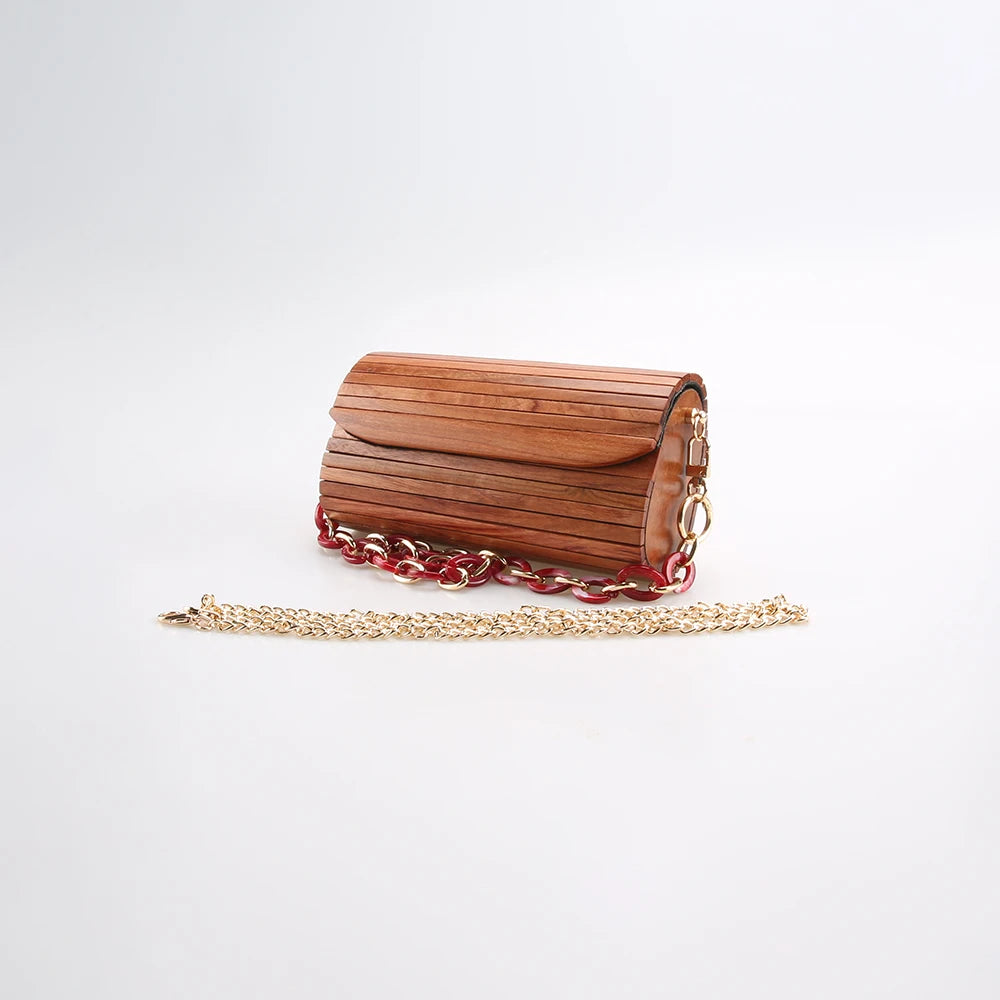 Nilerun-Única Handmade Bolsa De Madeira Sólida, Saco De Noite, Jacarandá Vermelho Natural, Bolsa De Madeira, Ombro Do Mensageiro, Saco Crossbody