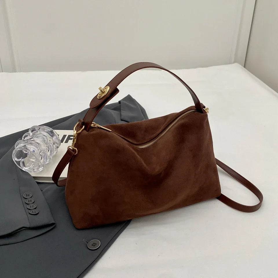 Bolsa retrô avançada para mulheres 2024 nova bolsa de ombro fosca texturizada com grande capacidade bolsa crossbody para deslocamento
