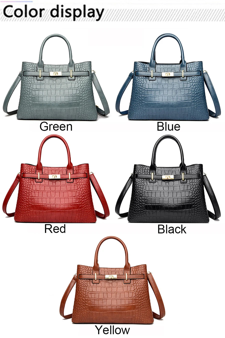 Famosa marca senhoras bolsas de alta qualidade crocodilo listra três sacos principais designer crossbody bolsa ombro para as mulheres sacola