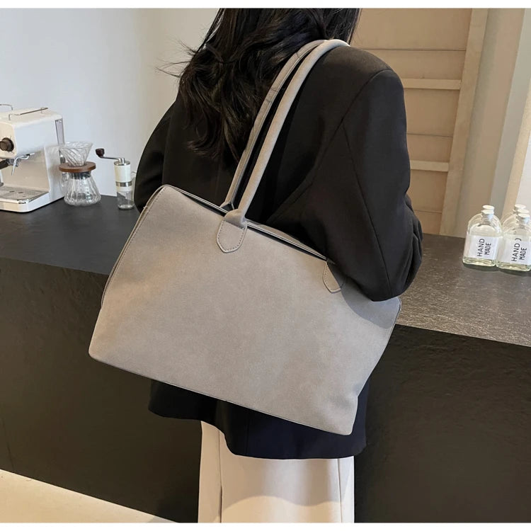 Bolsas clássicas de camurça falsa feminina, estilo inglês, bolsas de ombro elegantes, bolsas desenhadas monocromáticas, casuais, retrô, femininas