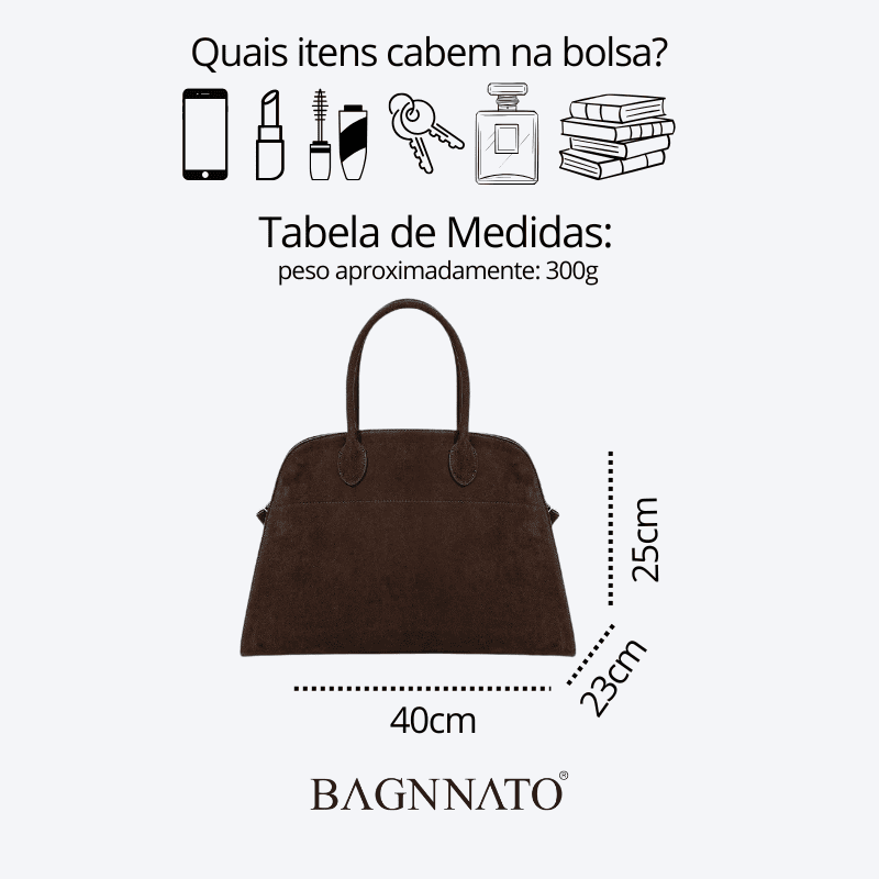Bolsa em Couro Camurça Genuíno Feminina Alina