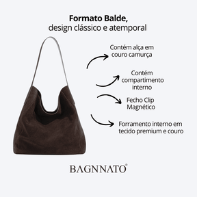 Bolsa em Couro Camurça Genuíno Feminina Anabel