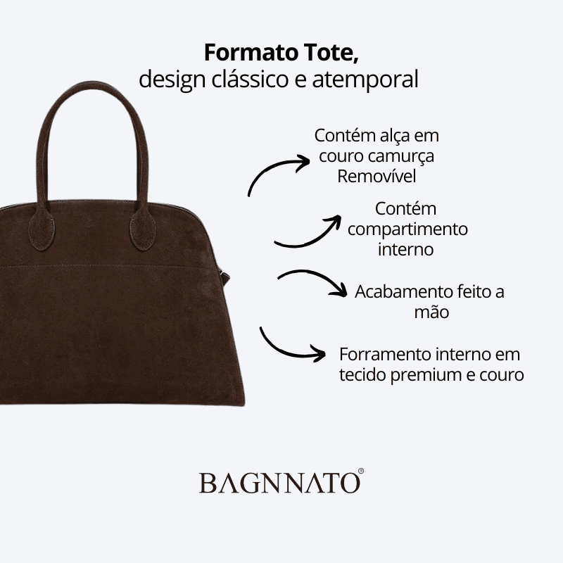 Bolsa em Couro Camurça Genuíno Feminina Alina