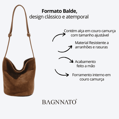 Bolsa em Couro Camurça Genuíno Feminina Lunna
