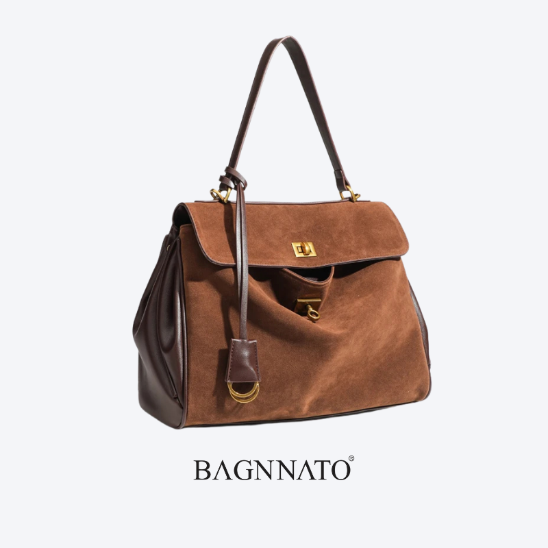 Bolsa em Couro Camurça Genuíno Feminina Henrietta