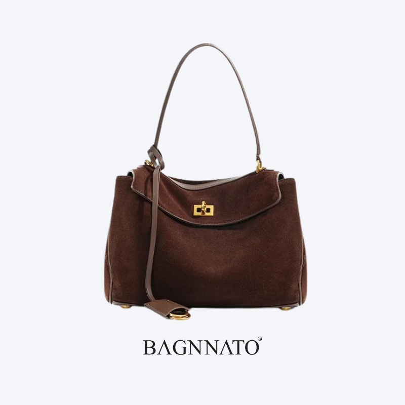 Bolsa em Couro Camurça Genuíno Feminina Anikka