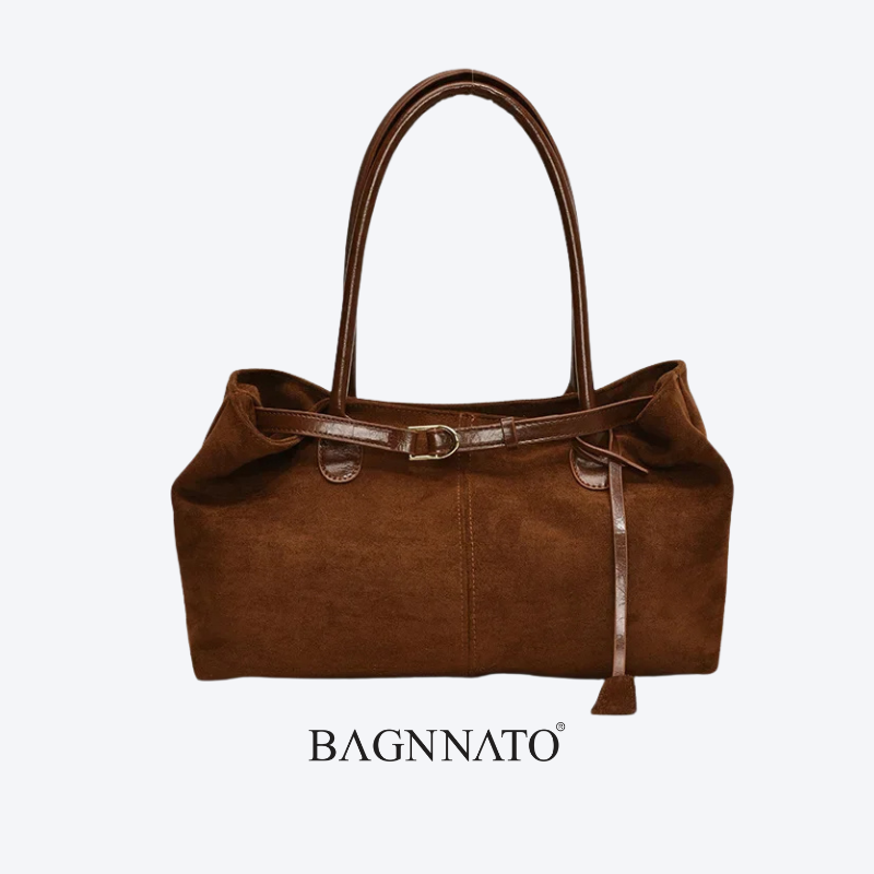 Bolsa em Couro Camurça Genuíno Feminina Cassandra