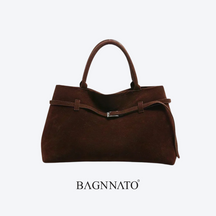 Bolsa em Couro Camurça Genuíno Feminina Esme