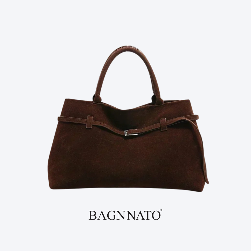 Bolsa em Couro Camurça Genuíno Feminina Esme