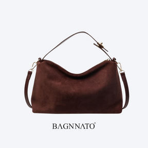 Bolsa em Couro Camurça Genuíno Feminina Angelica