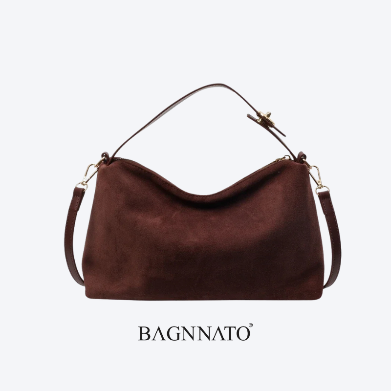 Bolsa em Couro Camurça Genuíno Feminina Angelica