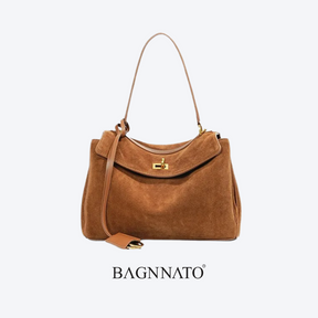 Bolsa em Couro Camurça Genuíno Feminina Anikka