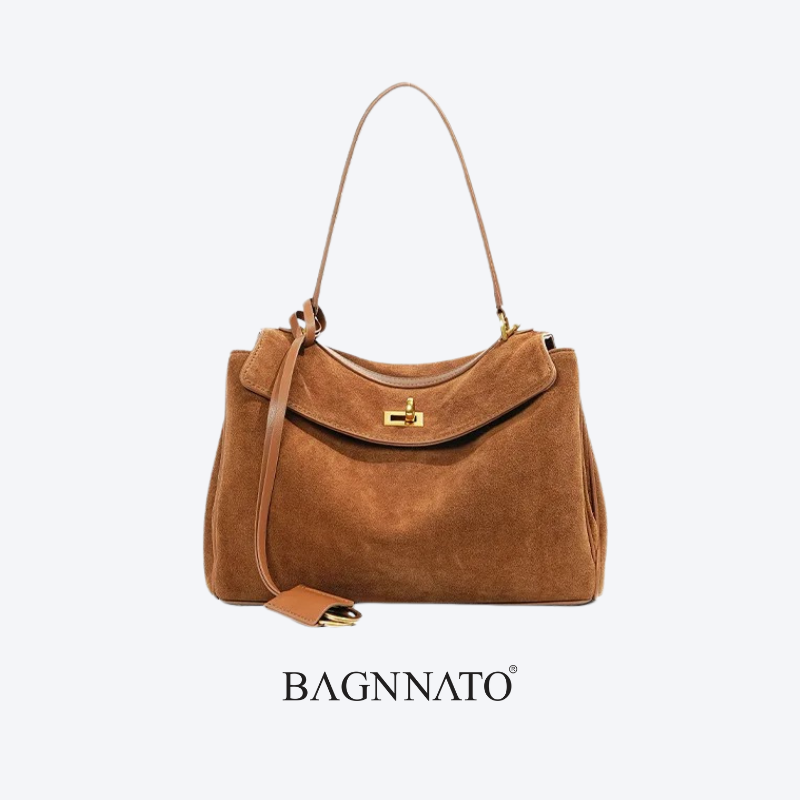 Bolsa em Couro Camurça Genuíno Feminina Anikka