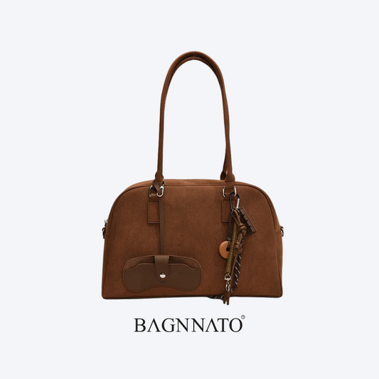 Bolsa em Couro Camurça Genuíno Feminina Aurora