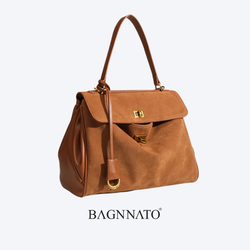 Bolsa em Couro Camurça Genuíno Feminina Henrietta