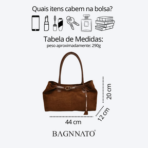 Bolsa em Couro Camurça Genuíno Feminina Cassandra