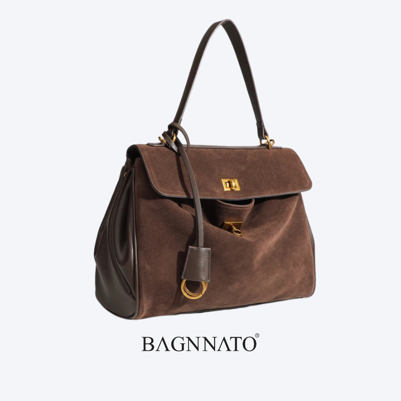 Bolsa em Couro Camurça Genuíno Feminina Henrietta