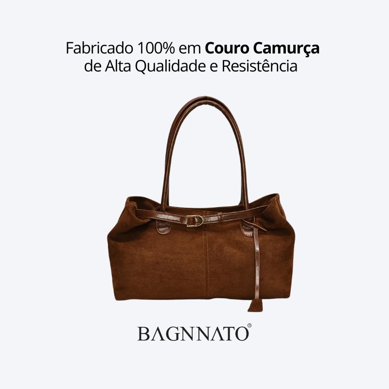 Bolsa em Couro Camurça Genuíno Feminina Cassandra