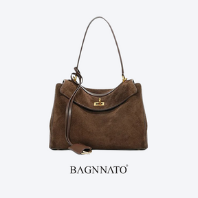 Bolsa em Couro Camurça Genuíno Feminina Anikka
