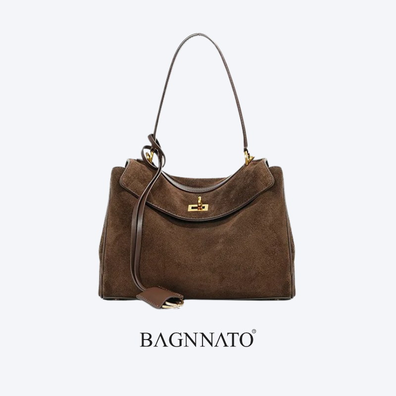 Bolsa em Couro Camurça Genuíno Feminina Anikka