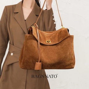 Bolsa em Couro Camurça Genuíno Feminina Anikka