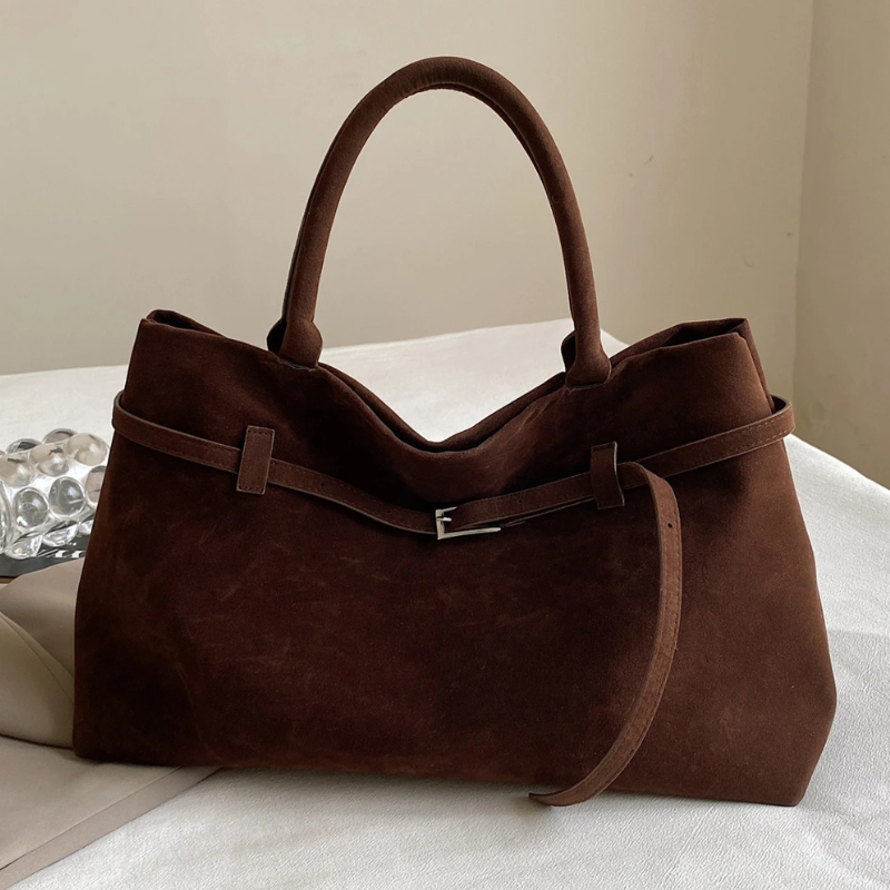 Bolsa em Couro Camurça Genuíno Feminina Esme
