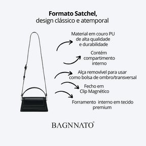 Bolsa Satchel em Couro Feminina Yelena