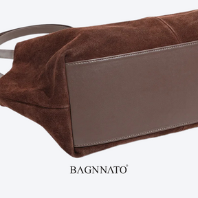 Bolsa em Couro Camurça Genuíno Feminina Dagna