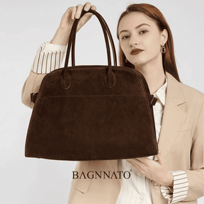 Bolsa em Couro Camurça Genuíno Feminina Alina