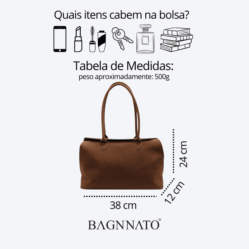 Bolsa em Couro Camurça Genuíno Feminina Liora