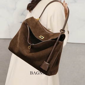 Bolsa em Couro Camurça Genuíno Feminina Anikka