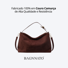 Bolsa em Couro Camurça Genuíno Feminina Angelica
