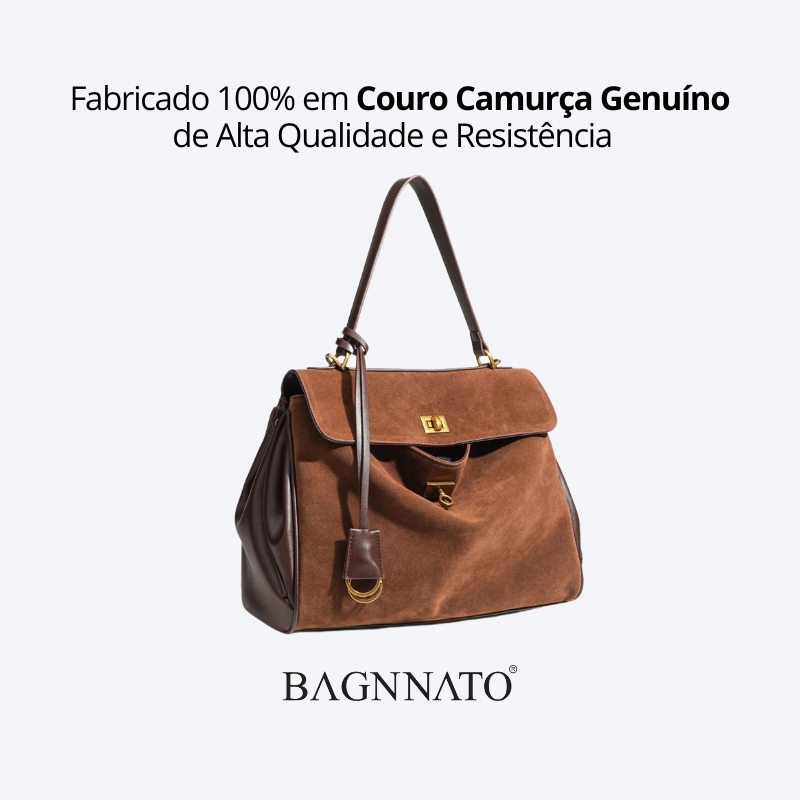 Bolsa em Couro Camurça Genuíno Feminina Henrietta