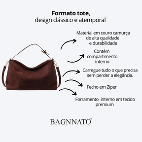 Bolsa em Couro Camurça Genuíno Feminina Angelica
