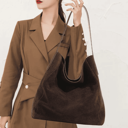 Bolsa em Couro Camurça Genuíno Feminina Anabel