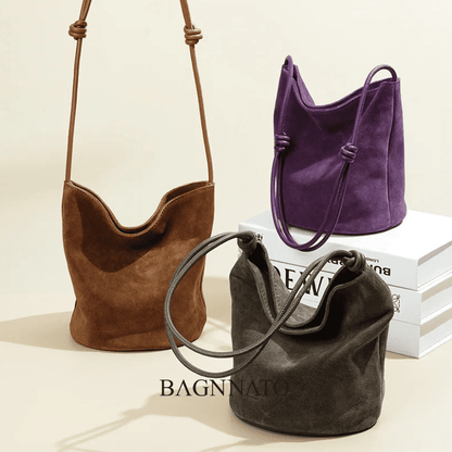 Bolsa em Couro Camurça Genuíno Feminina Lunna