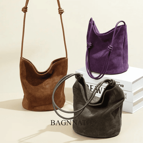 Bolsa em Couro Camurça Genuíno Feminina Lunna