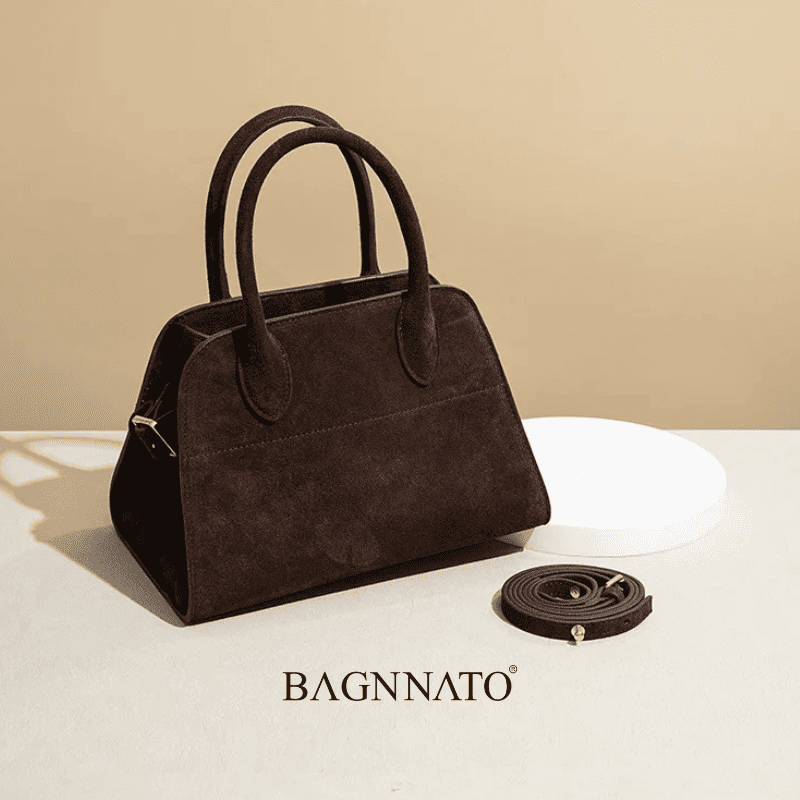 Bolsa em Couro Camurça Genuíno Feminina Alina
