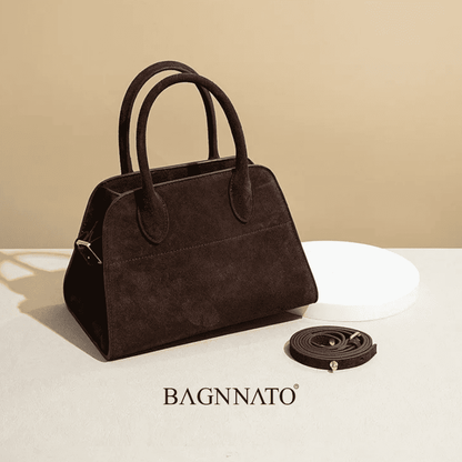 Bolsa em Couro Camurça Genuíno Feminina Alina