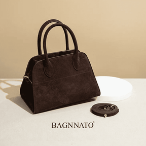 Bolsa em Couro Camurça Genuíno Feminina Alina